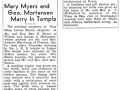George A Mortensen and Mary Louise Myers, wedding announcement, Ogden Standard-Examiner, 12 Nov 1939, pg 6B